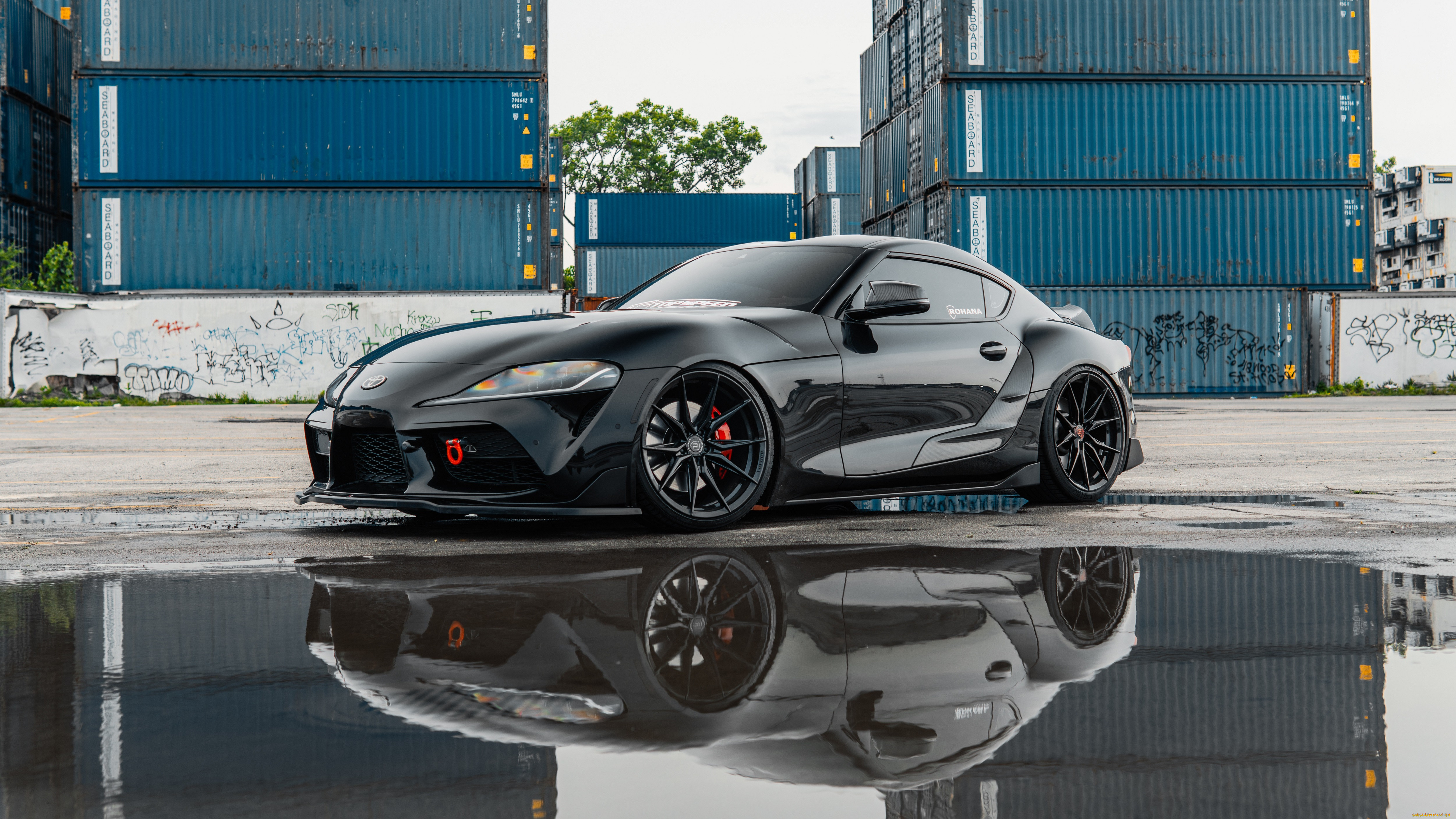 toyota supra a90, , toyota, black, water, side, supra, containers, a90